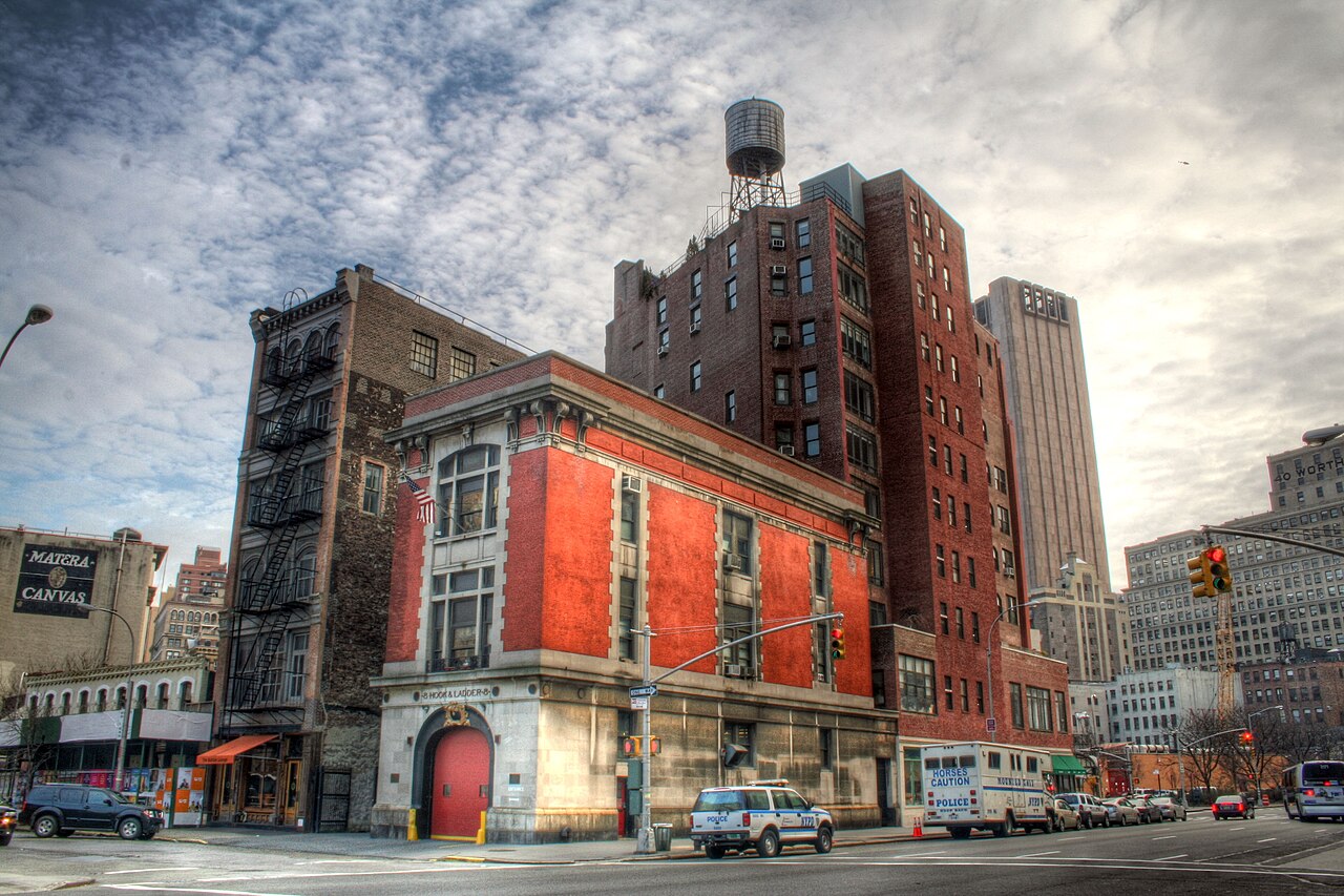 La caserne Hook & Ladder 8 à l’angle des rues de Tribeca, à New York.